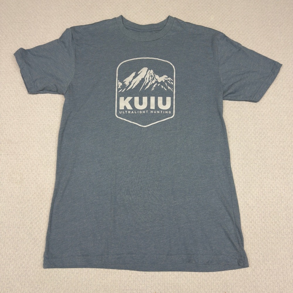 KUIU Shirt Womens Large Blue Heather Short Sleeve Ultralight Hunting Graphic Tee
